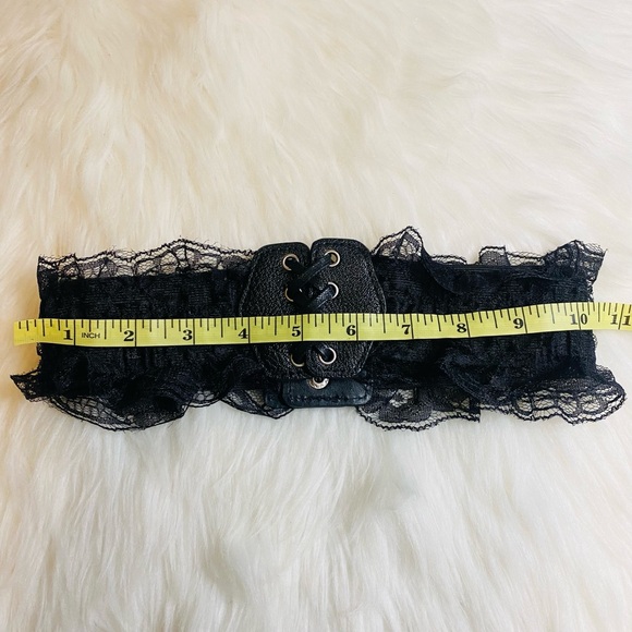 Black Lace Leather Corset Waist Women Belt Cincher Elastic Stretchy Band New - Picture 5 of 6